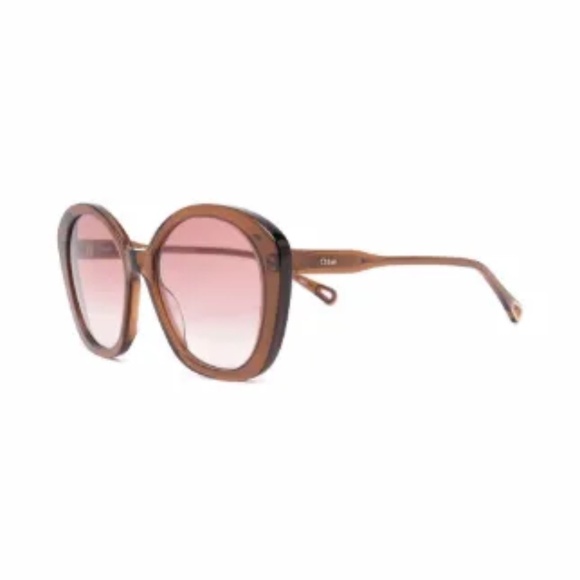 Chloé Brown-Orange Oversized-Frame Sunglasses - Picture 13 of 14